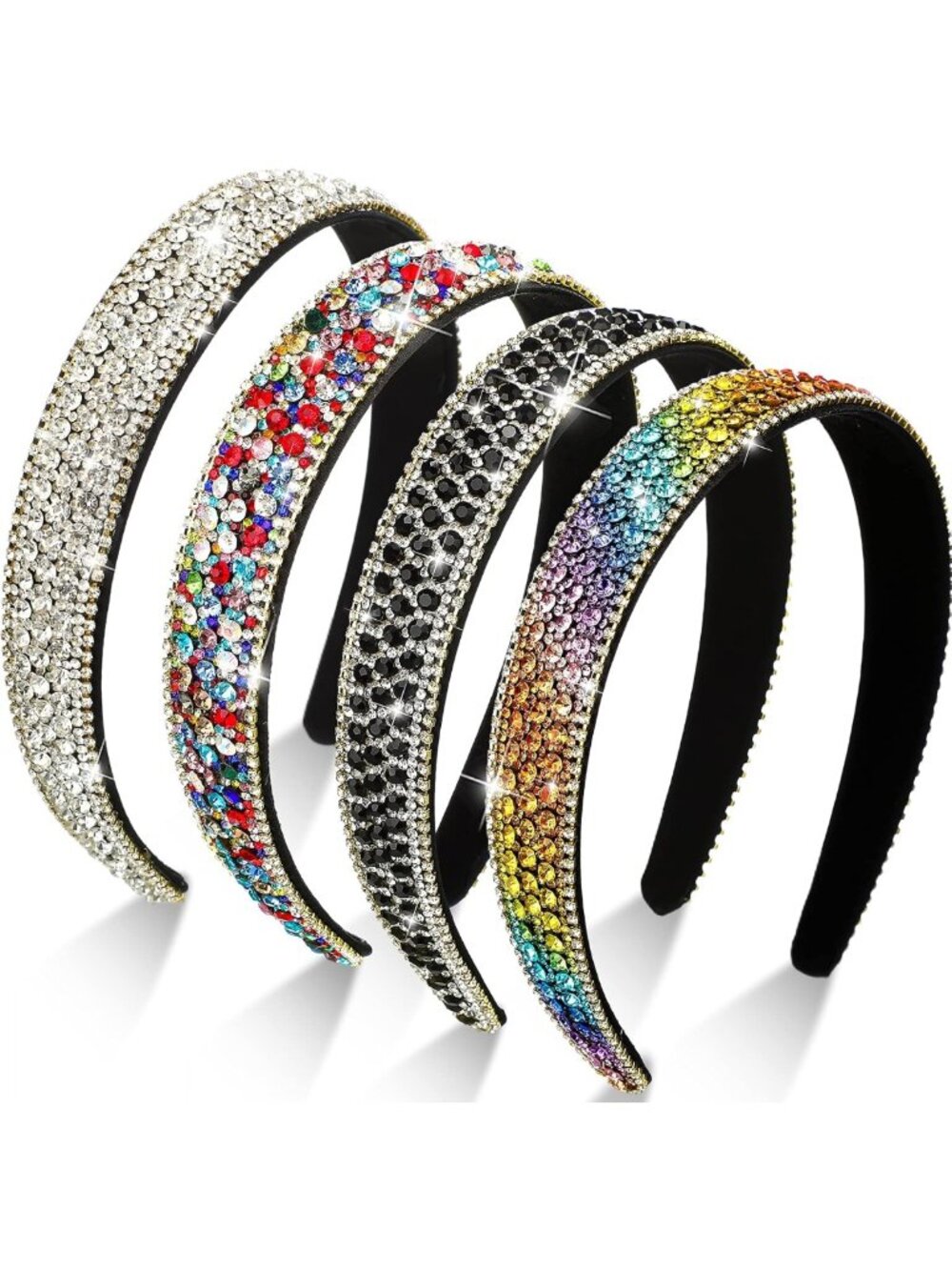 4 Pieces Rhinestone Headband for women Glitter Sparkly Rhinestone Hairbands